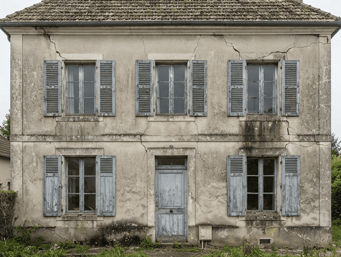 Mur ancien en pisé avant rénovation